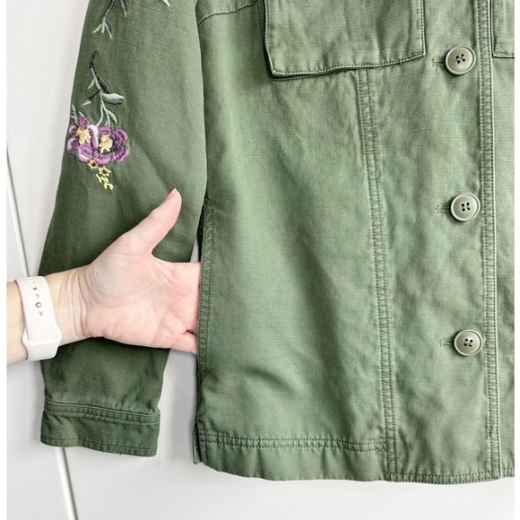 Levi Strauss & Co. Embroidered Military Jacket Shacket Army Green Size XS - Picture 6 of 11